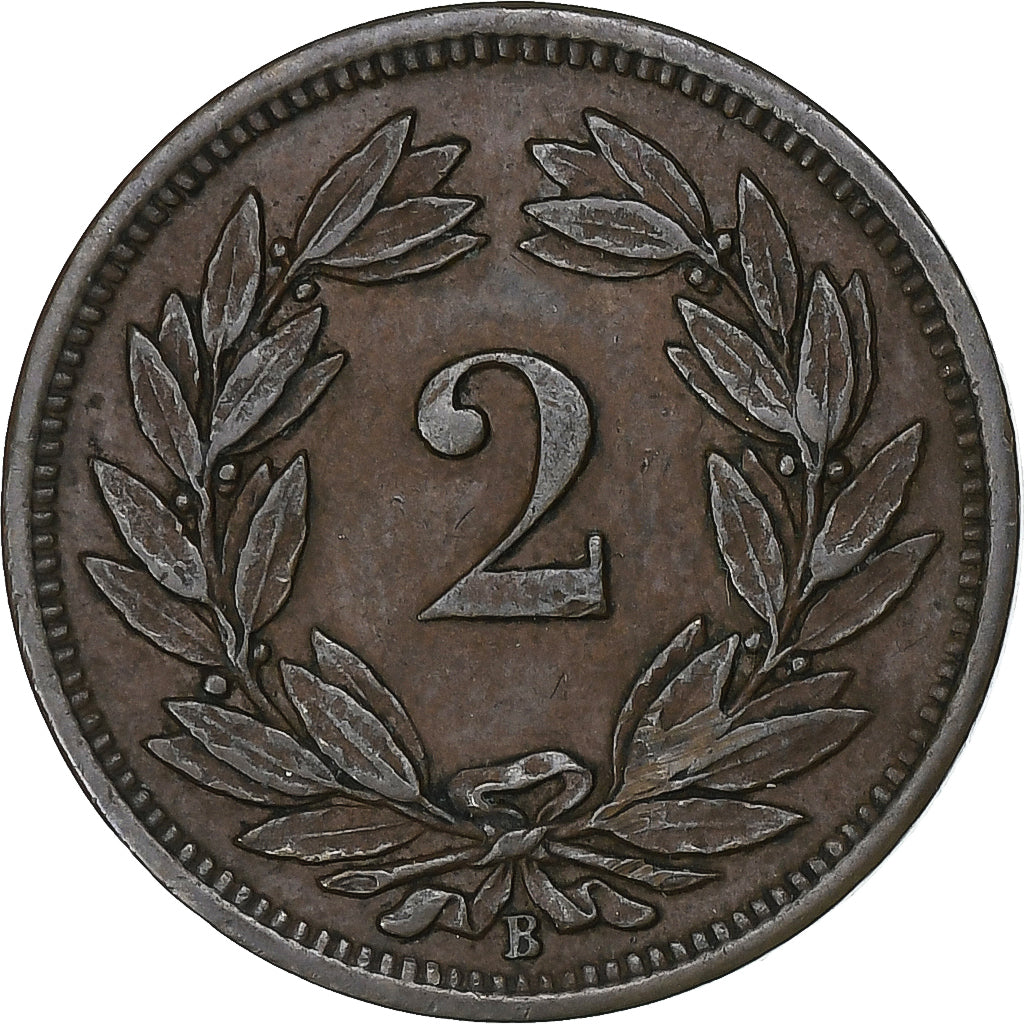 Svizzera, 2 Rappen, 1890, Bern, Bronzo, SPL-, KM:4
