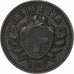 Switzerland, 2 Rappen, 1893, Bern, Bronze, EF(40-45), KM:4