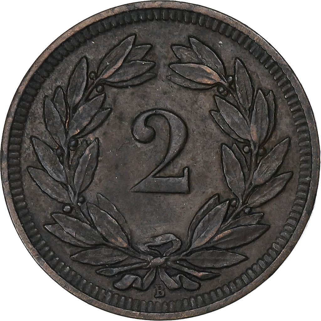 Switzerland, 2 Rappen, 1893, Bern, Bronze, EF(40-45), KM:4