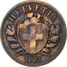 Switzerland, 2 Rappen, 1902, Bern, Bronze, AU(55-58), KM:4