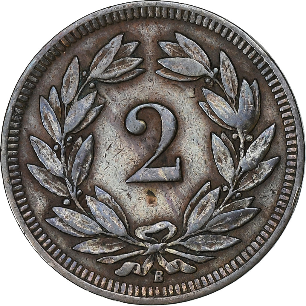 Switzerland, 2 Rappen, 1902, Bern, Bronze, AU(55-58), KM:4