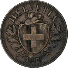 Switzerland, 2 Rappen, 1906, Bern, Bronze, AU(55-58), KM:4