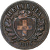 Switzerland, 2 Rappen, 1908, Bern, Bronze, AU(55-58), KM:4