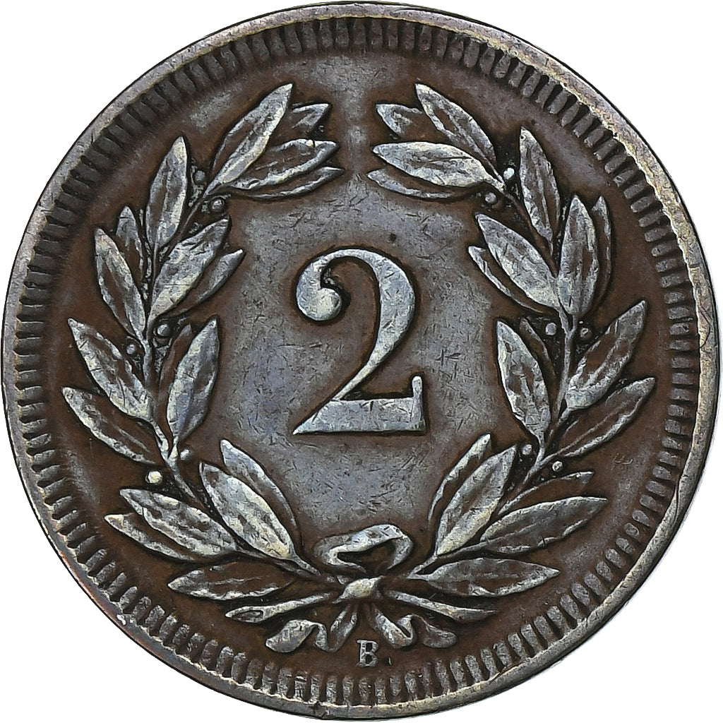 Switzerland, 2 Rappen, 1908, Bern, Bronze, AU(55-58), KM:4