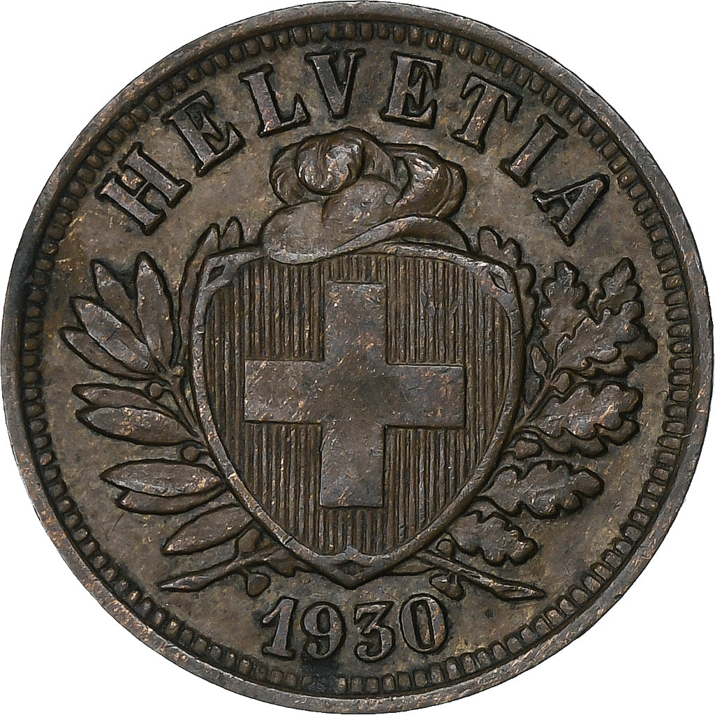 Switzerland, 2 Rappen, 1930, Bern, Bronze, AU(50-53), KM:4