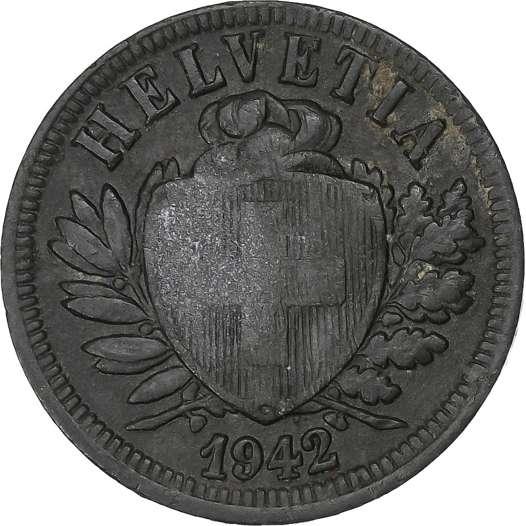 Switzerland, 2 Rappen, 1942, Bern, Zinc, VF(30-35), KM:4.2b