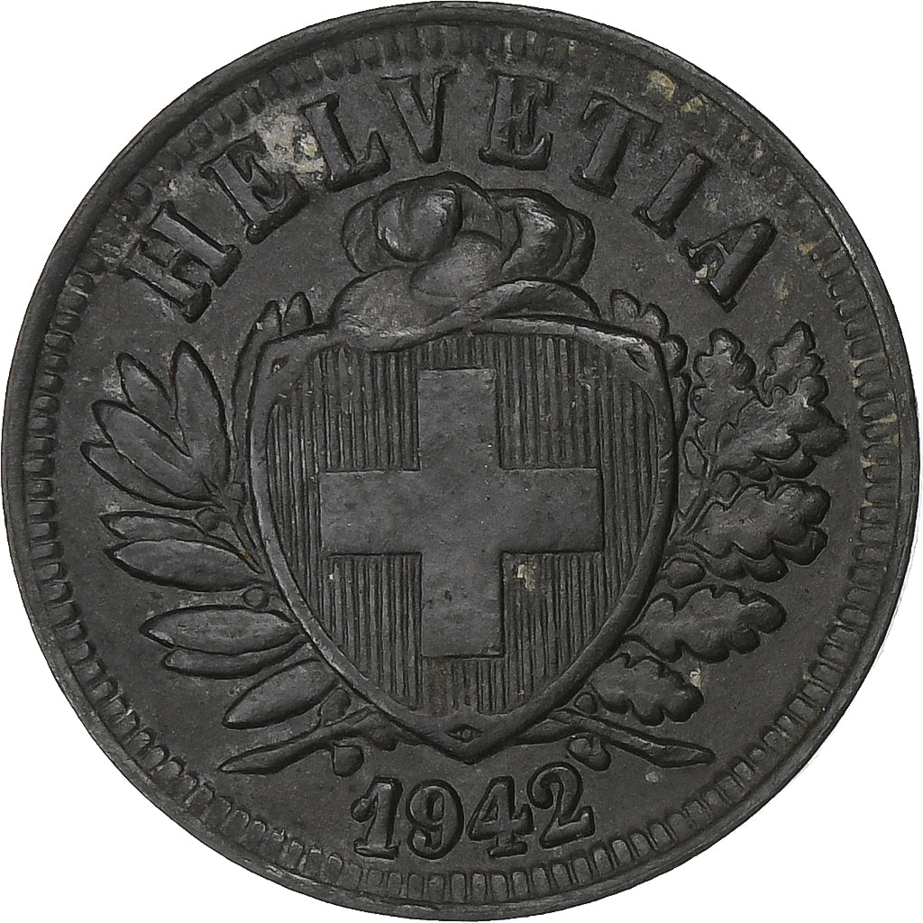 Schweiz, 2 Rappen, 1942, Bern, Zinc, SS, KM:4.2b