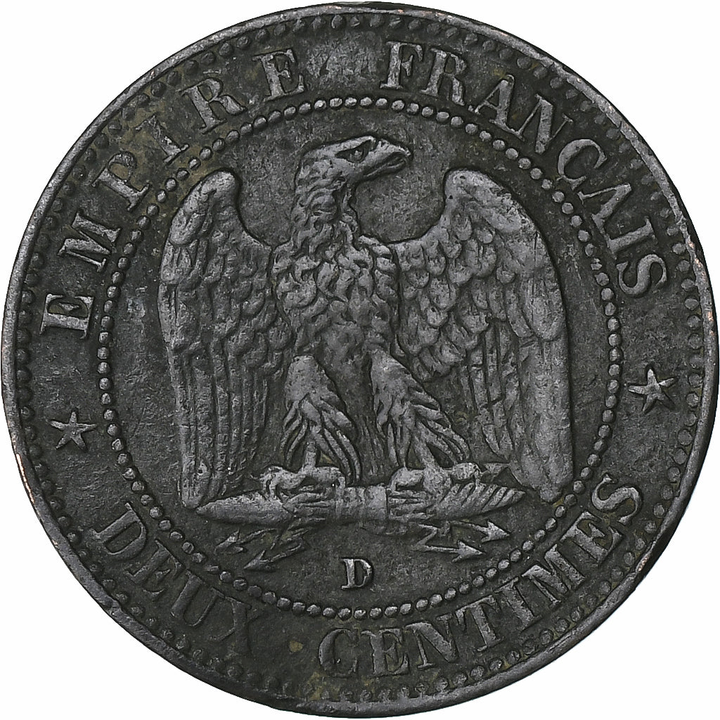 França, Napoleon III, 2 Centimes, 1854, Lyon, Bronze, EF(40-45), Gadoury:103