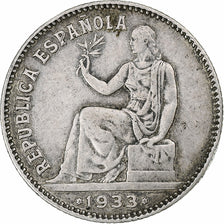 Spain, Peseta, 1933, Madrid, Silver, AU(55-58), KM:750