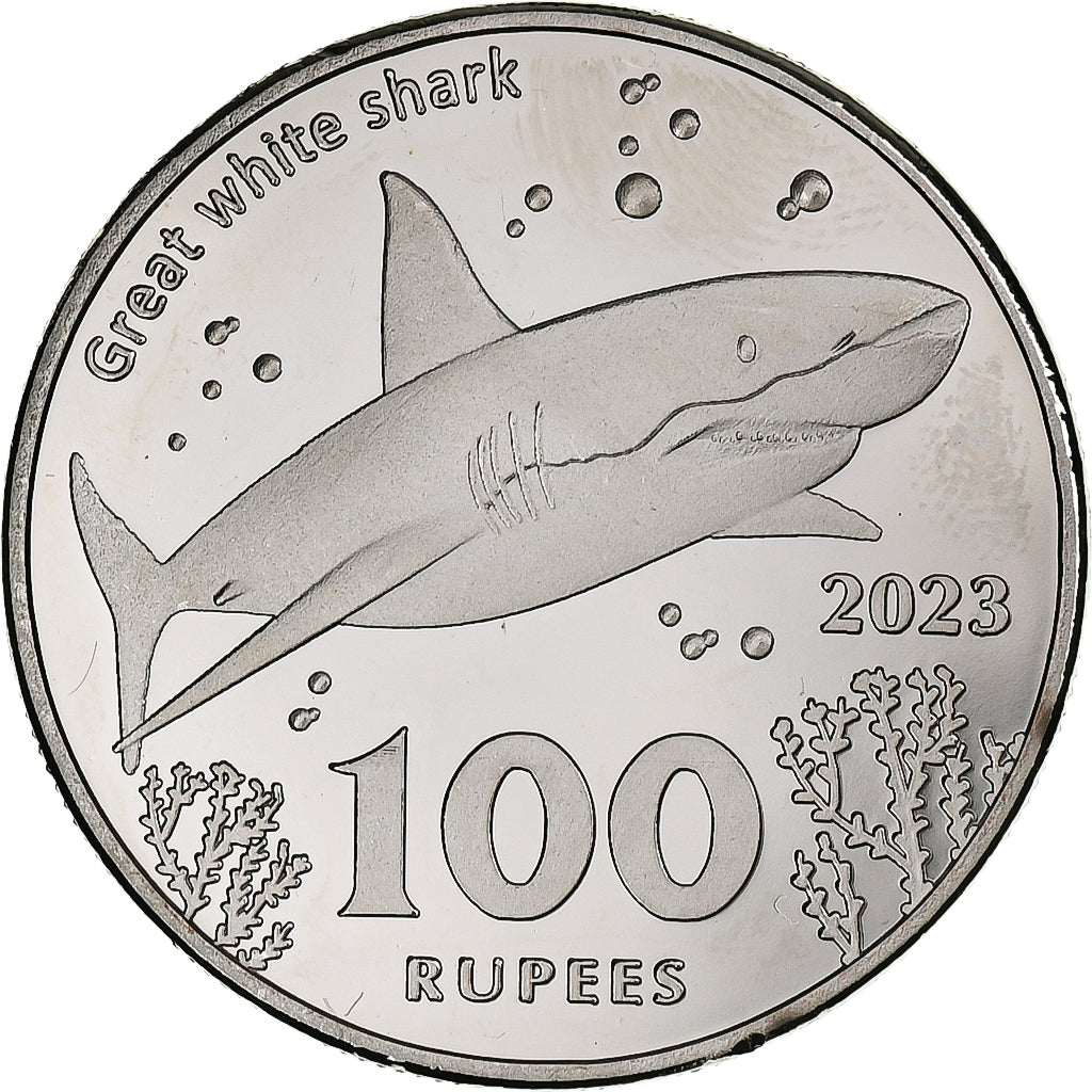 COCOS (KEELING) ISLANDS, 100 Rupees, Shark, 2023, Cupro-nikkel, UNC-