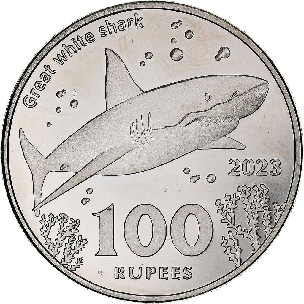 COCOS (KEELING) ISLANDS, 100 Rupees, Shark, 2023, Copper-nickel, MS(63)