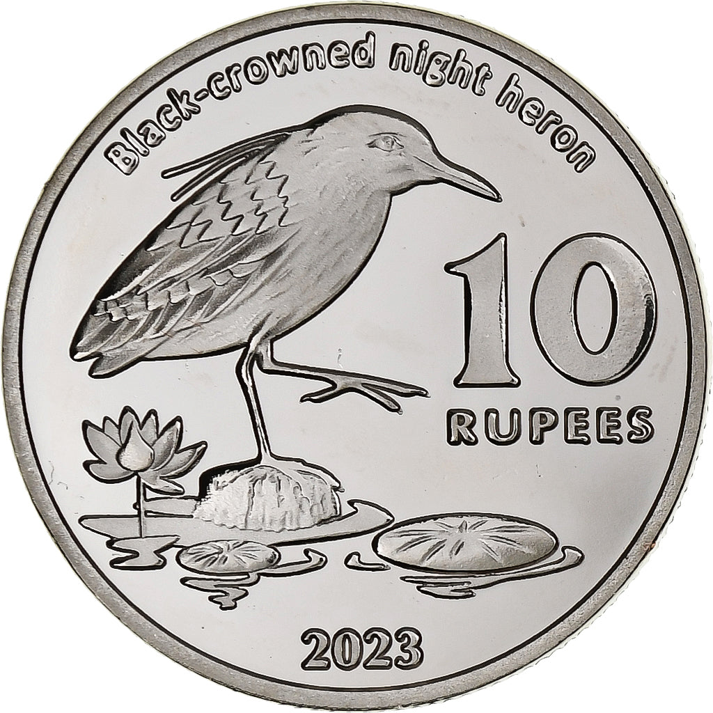 COCOS (KEELING) ISLANDS, 10 Rupees, Night heron, 2023, Cobre - níquel, SC