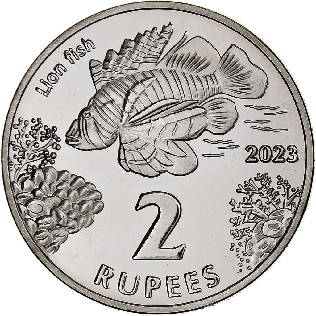 COCOS (KEELING) ISLANDS, 2 Rupees, Lionfish, 2023, Cupro-nikkel, UNC-