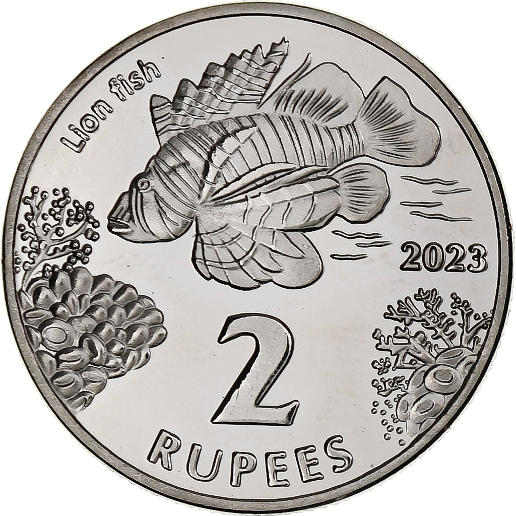 COCOS (KEELING) ISLANDS, 2 Rupees, Lionfish, 2023, Cupro-nikkel, UNC-