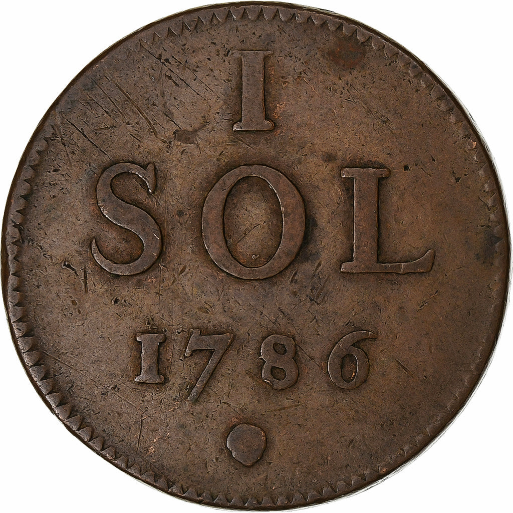 Luxembourg, Joseph II, Sol, 1786, Brussels, Copper, VF(30-35), KM:11