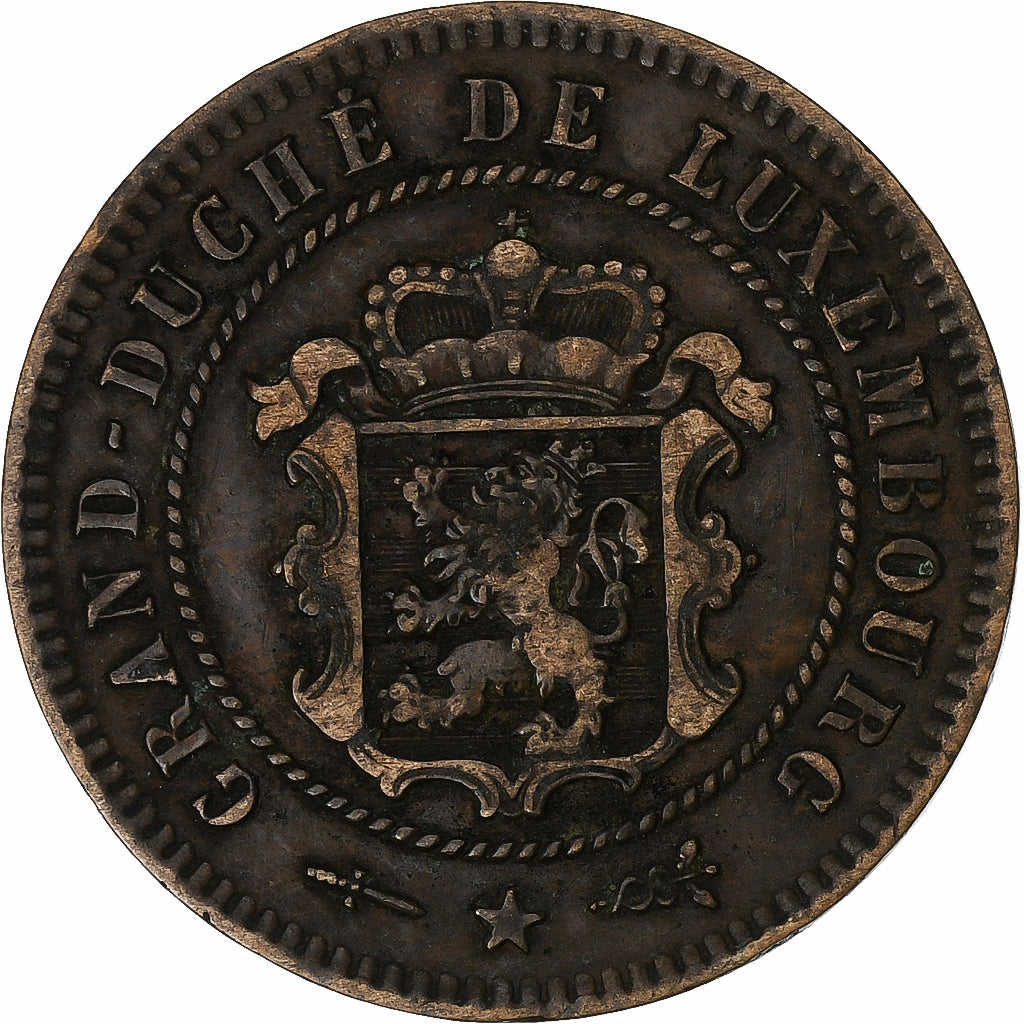 Luxemburg, William III, 5 Centimes, 1854, Brussels, Bronzen, ZF, KM:22