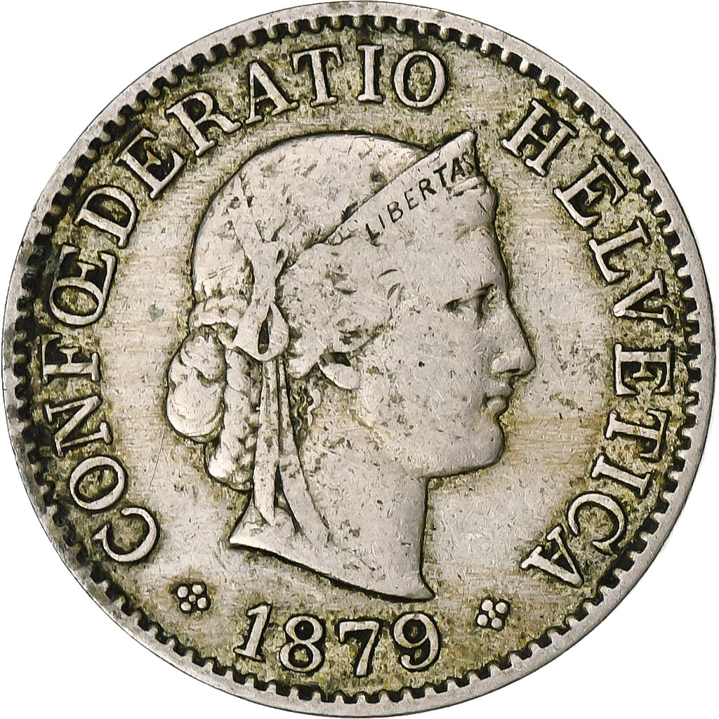 Suiza, 5 Rappen, Libertas, 1879, Bern, Cobre - níquel, BC+, KM:26