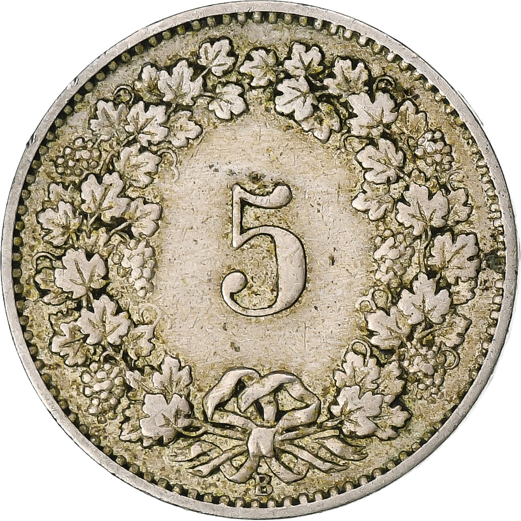 Suiza, 5 Rappen, Libertas, 1879, Bern, Cobre - níquel, BC+, KM:26