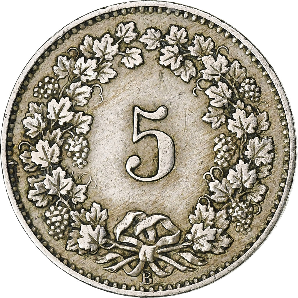 Switzerland, 5 Rappen, Libertas, 1879, Bern, Copper-nickel, EF(40-45), KM:26