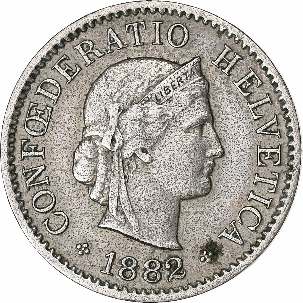 Suiza, 5 Rappen, Libertas, 1882, Bern, Cobre - níquel, MBC, KM:26