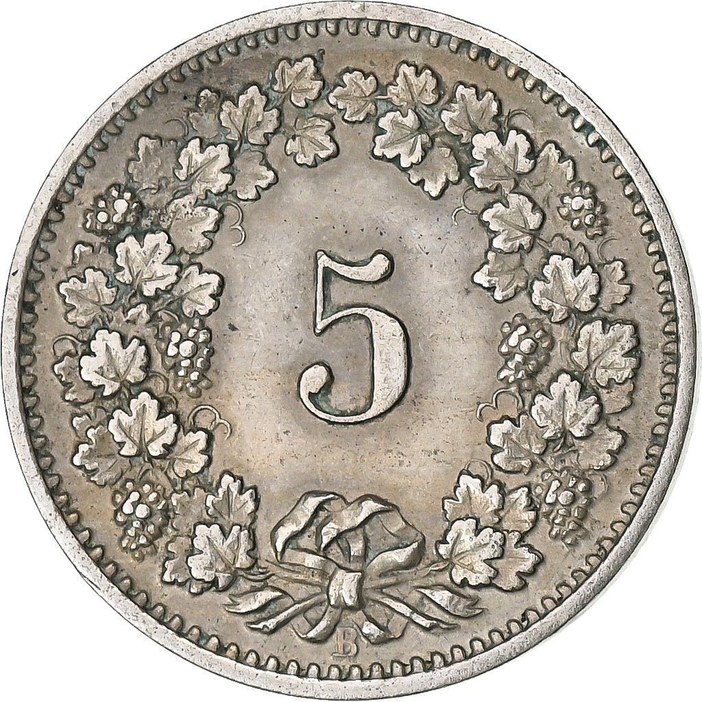 Suiza, 5 Rappen, Libertas, 1882, Bern, Cobre - níquel, MBC, KM:26