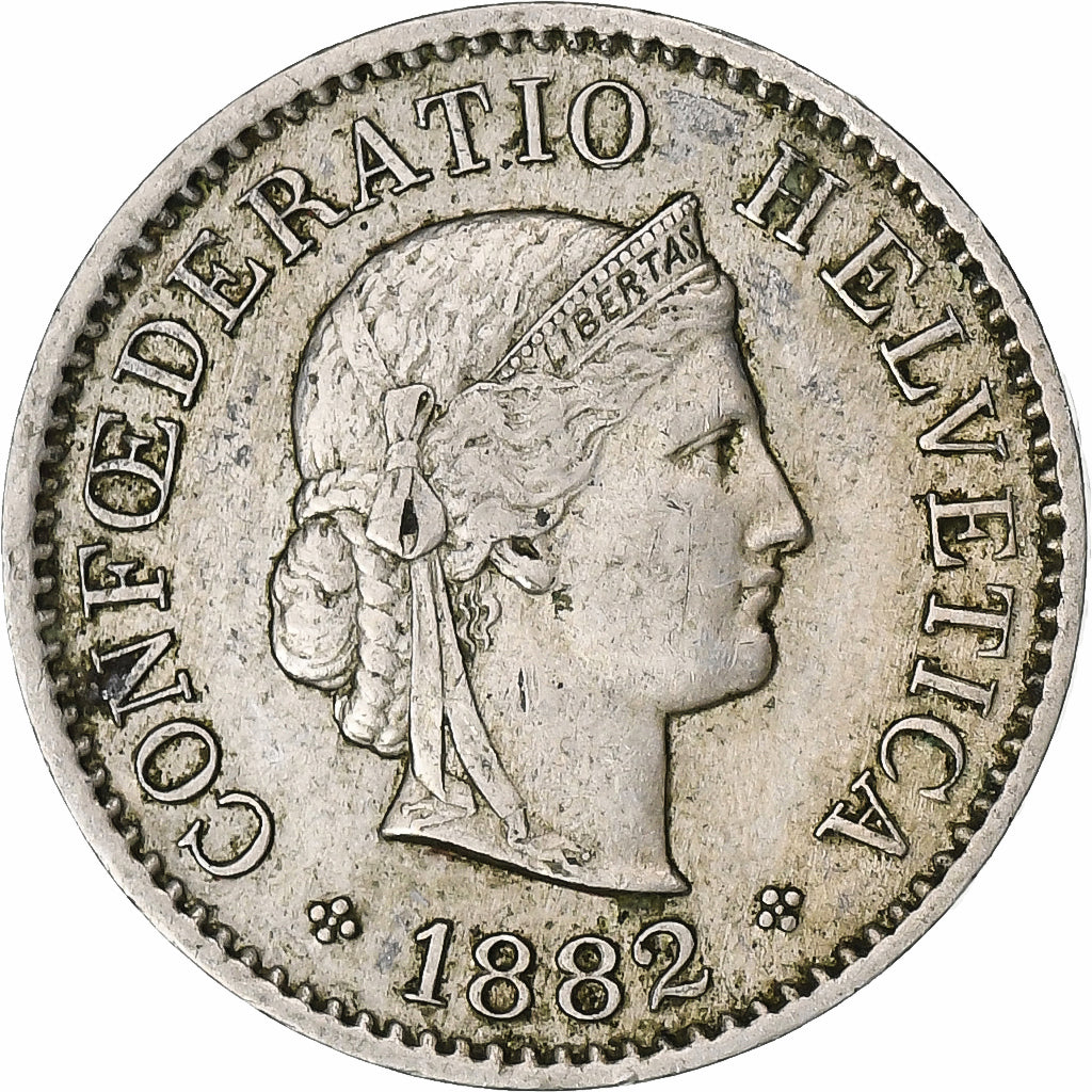 Suiza, 5 Rappen, Libertas, 1882, Bern, Cobre - níquel, MBC+, KM:26