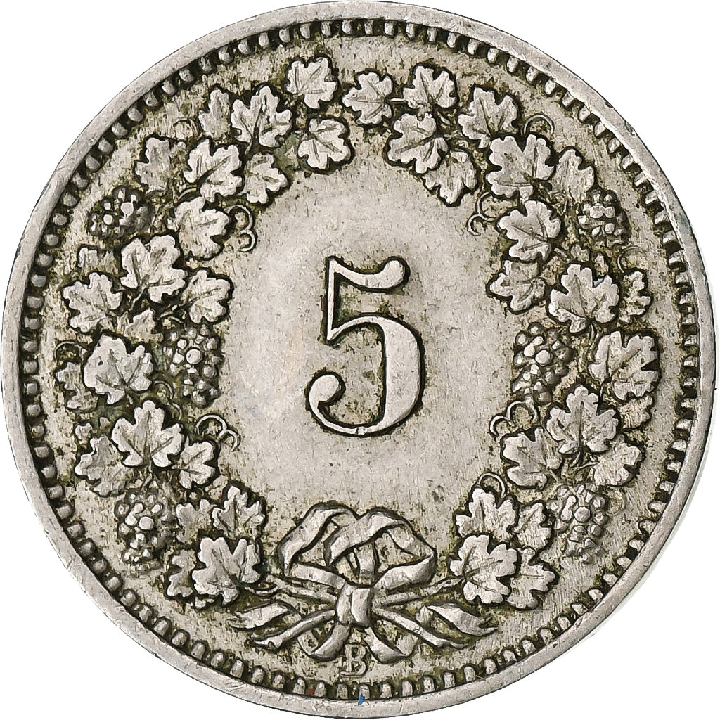 Suiza, 5 Rappen, Libertas, 1882, Bern, Cobre - níquel, MBC+, KM:26