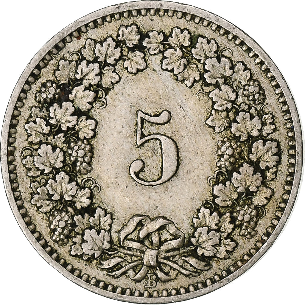 Suiza, 5 Rappen, Libertas, 1883, Bern, Cobre - níquel, BC+, KM:26