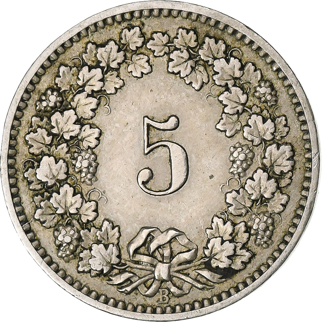 Suiza, 5 Rappen, Libertas, 1884, Bern, Cobre - níquel, BC+, KM:26