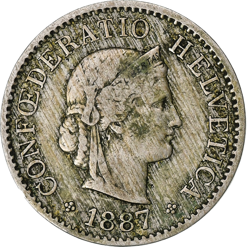 Svizzera, 5 Rappen, Libertas, 1887, Bern, Rame-nichel, MB, KM:26
