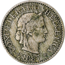 Svizzera, 5 Rappen, Libertas, 1887, Bern, Rame-nichel, MB, KM:26