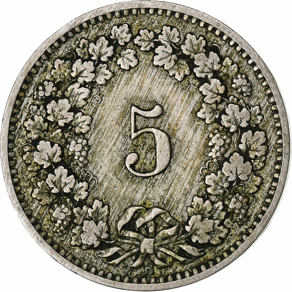 Svizzera, 5 Rappen, Libertas, 1887, Bern, Rame-nichel, MB, KM:26
