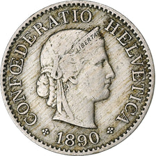 Switzerland, 5 Rappen, Libertas, 1890, Bern, Copper-nickel, VF(20-25), KM:26