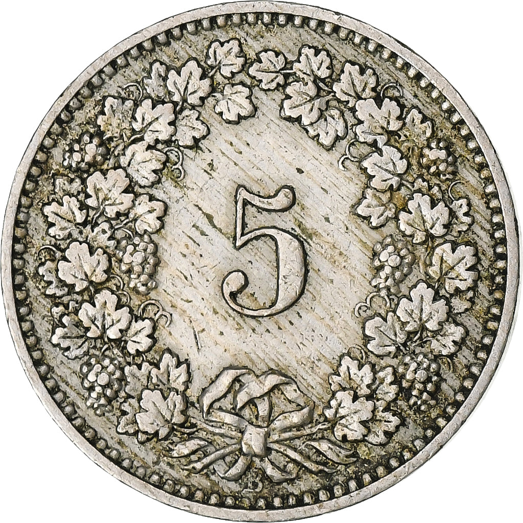 Switzerland, 5 Rappen, Libertas, 1890, Bern, Copper-nickel, VF(20-25), KM:26