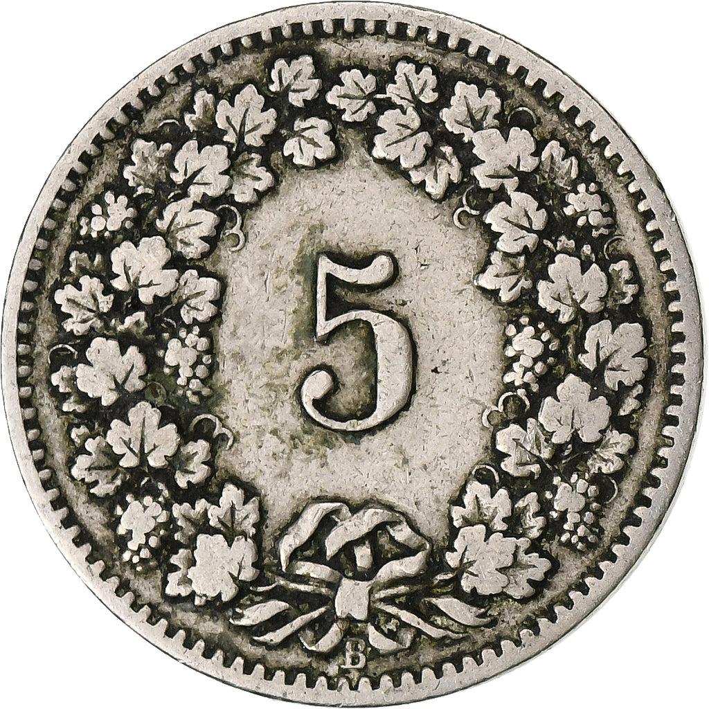 Suiza, 5 Rappen, Libertas, 1893, Bern, Cobre - níquel, BC+, KM:26