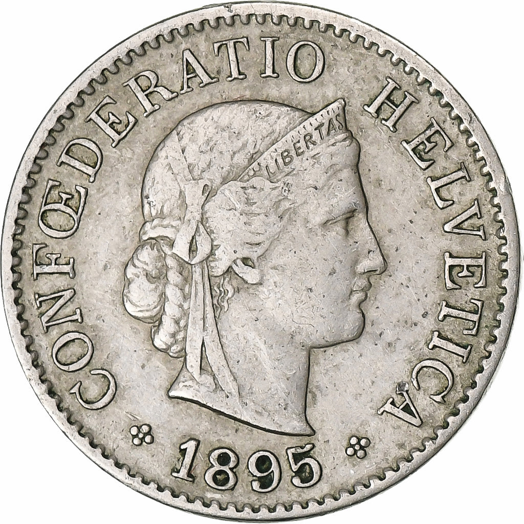 Suiza, 5 Rappen, Libertas, 1895, Bern, Cobre - níquel, BC+, KM:26