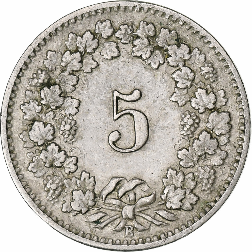 Suiza, 5 Rappen, Libertas, 1895, Bern, Cobre - níquel, BC+, KM:26