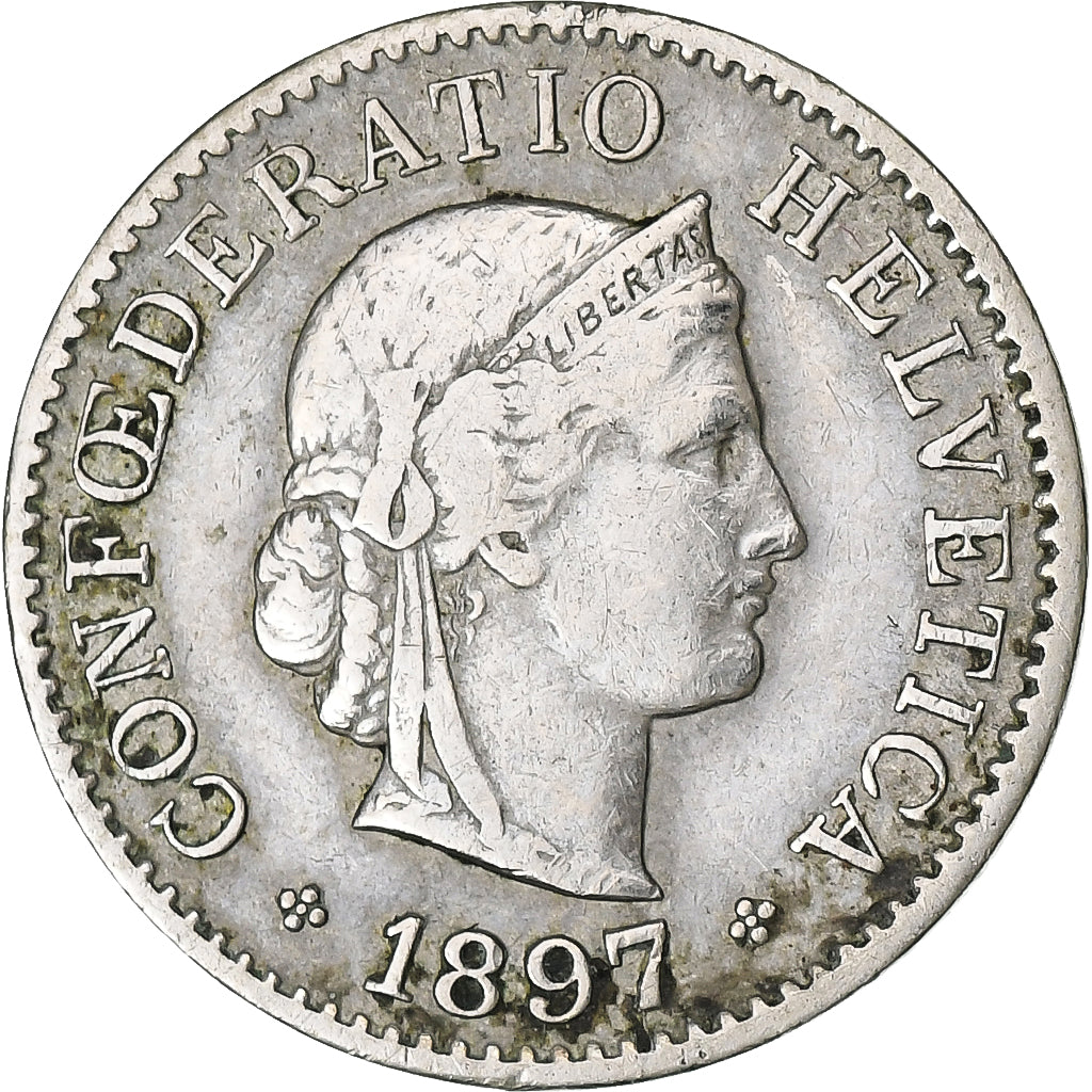 Suiza, 5 Rappen, Libertas, 1897, Bern, Cobre - níquel, BC+, KM:26