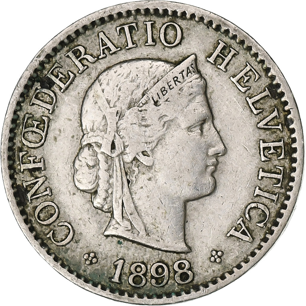 Suiza, 5 Rappen, Libertas, 1897, Bern, Cobre - níquel, BC+, KM:26