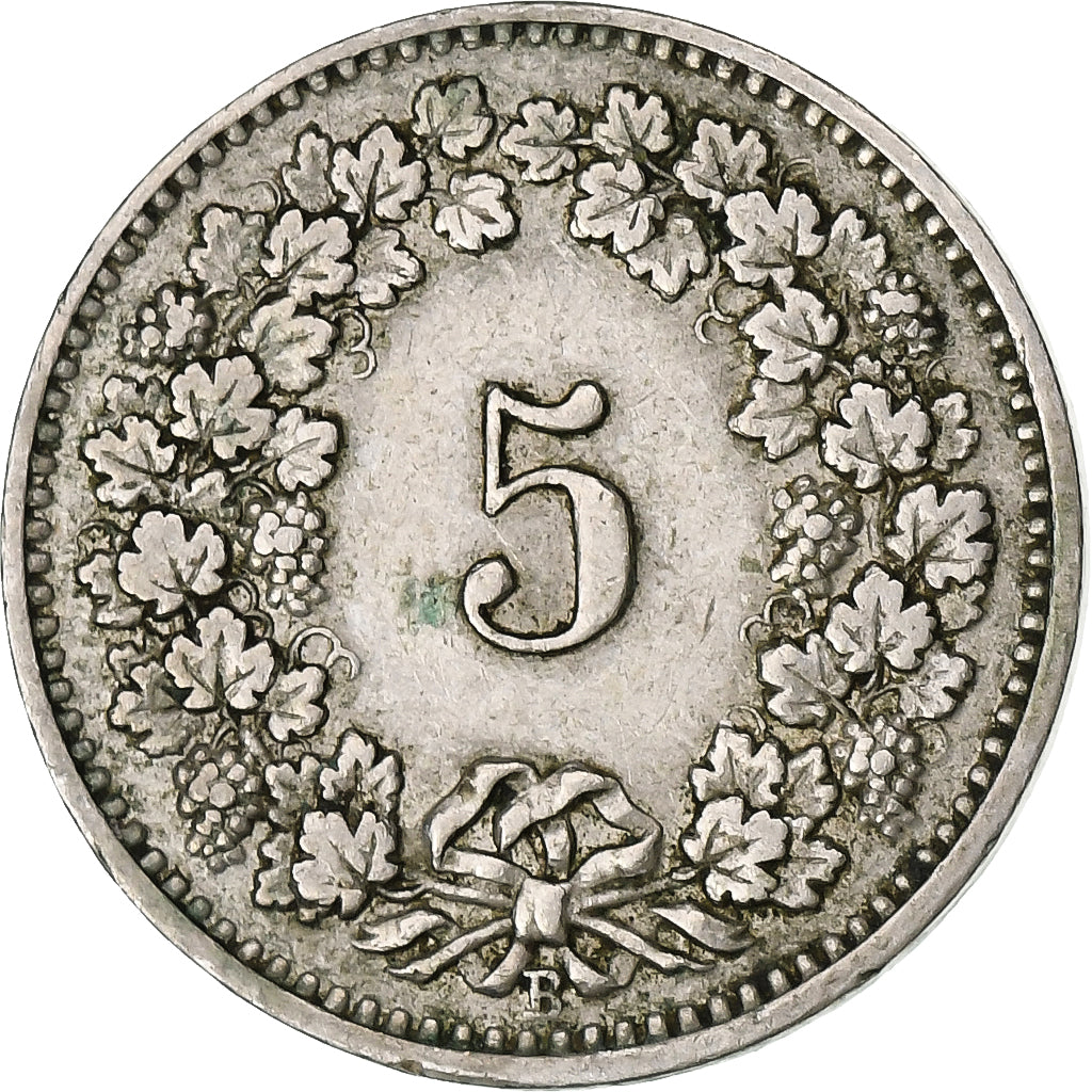 Suiza, 5 Rappen, Libertas, 1897, Bern, Cobre - níquel, BC+, KM:26