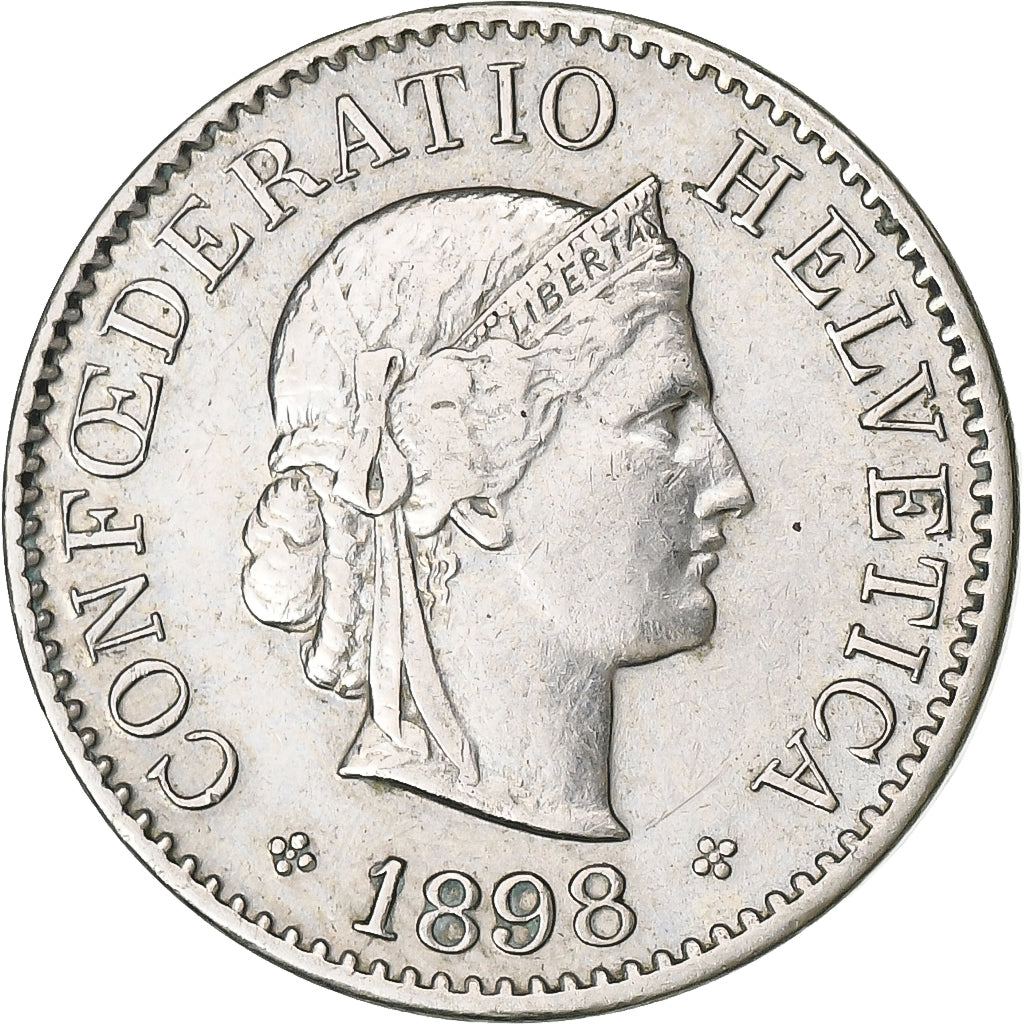 Suiza, 5 Rappen, Libertas, 1898, Bern, Cobre - níquel, MBC+, KM:26