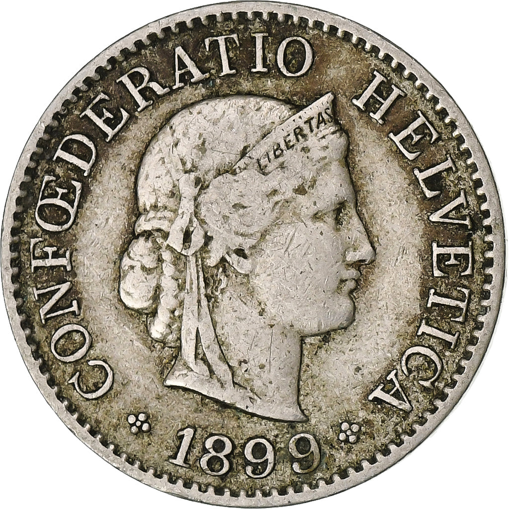 Suiza, 5 Rappen, Libertas, 1899, Bern, Cobre - níquel, BC+, KM:26