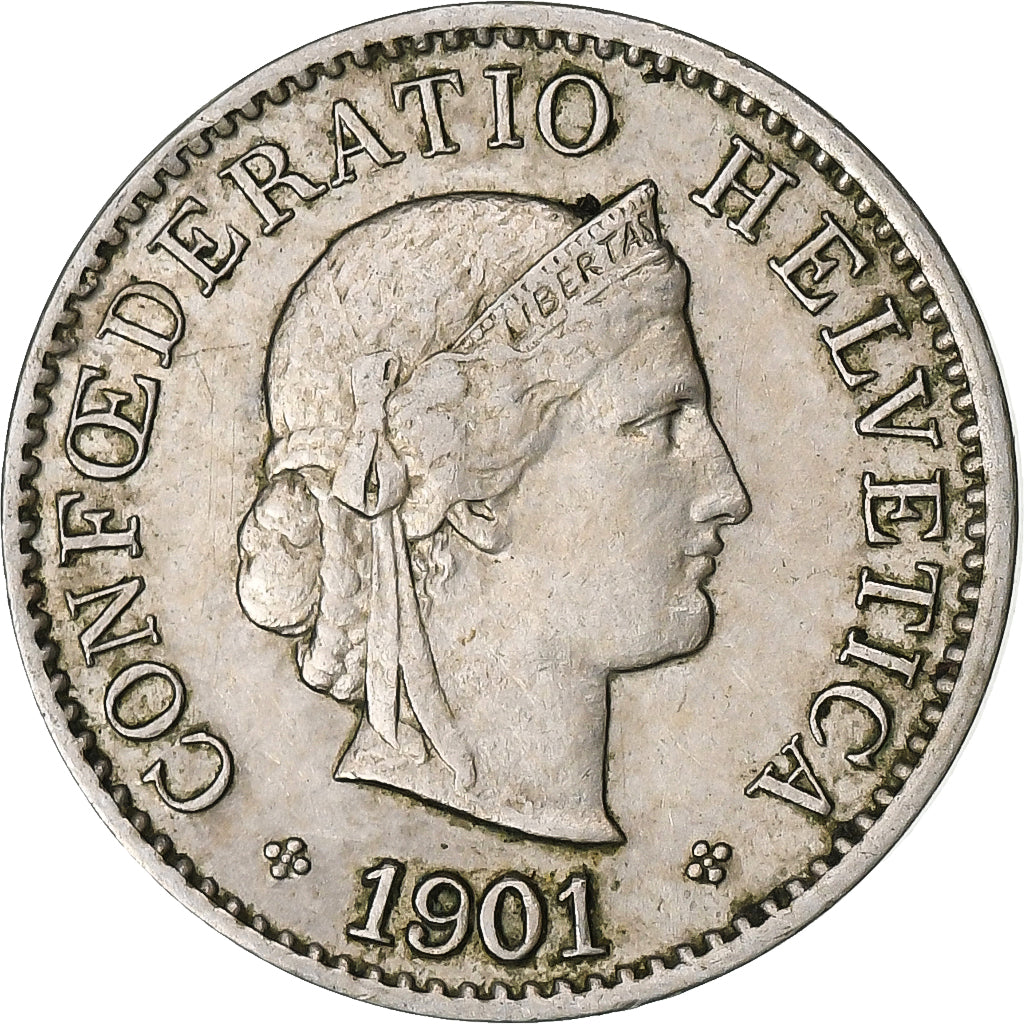 Suiza, 5 Rappen, Libertas, 1901, Bern, Cobre - níquel, BC+, KM:26