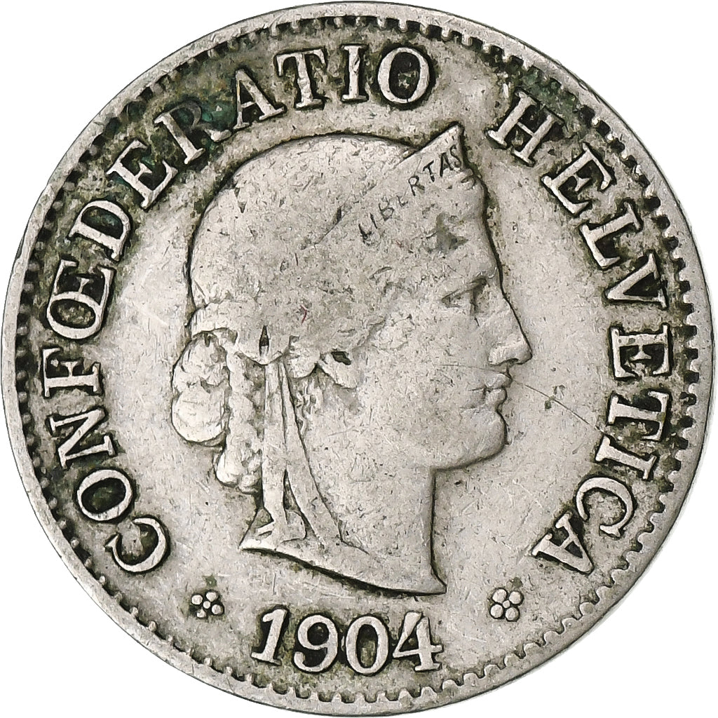 Suiza, 5 Rappen, Libertas, 1904, Bern, Cobre - níquel, BC+, KM:26