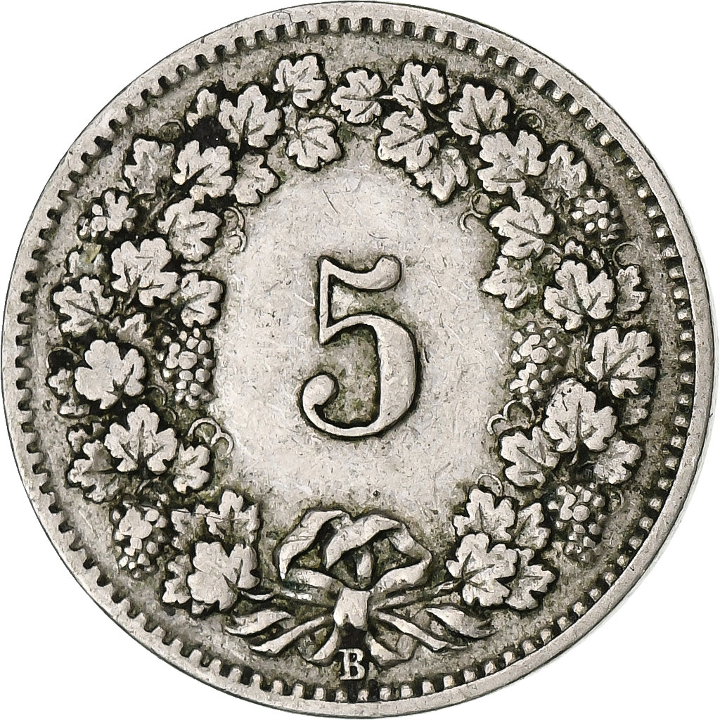 Suiza, 5 Rappen, Libertas, 1904, Bern, Cobre - níquel, BC+, KM:26