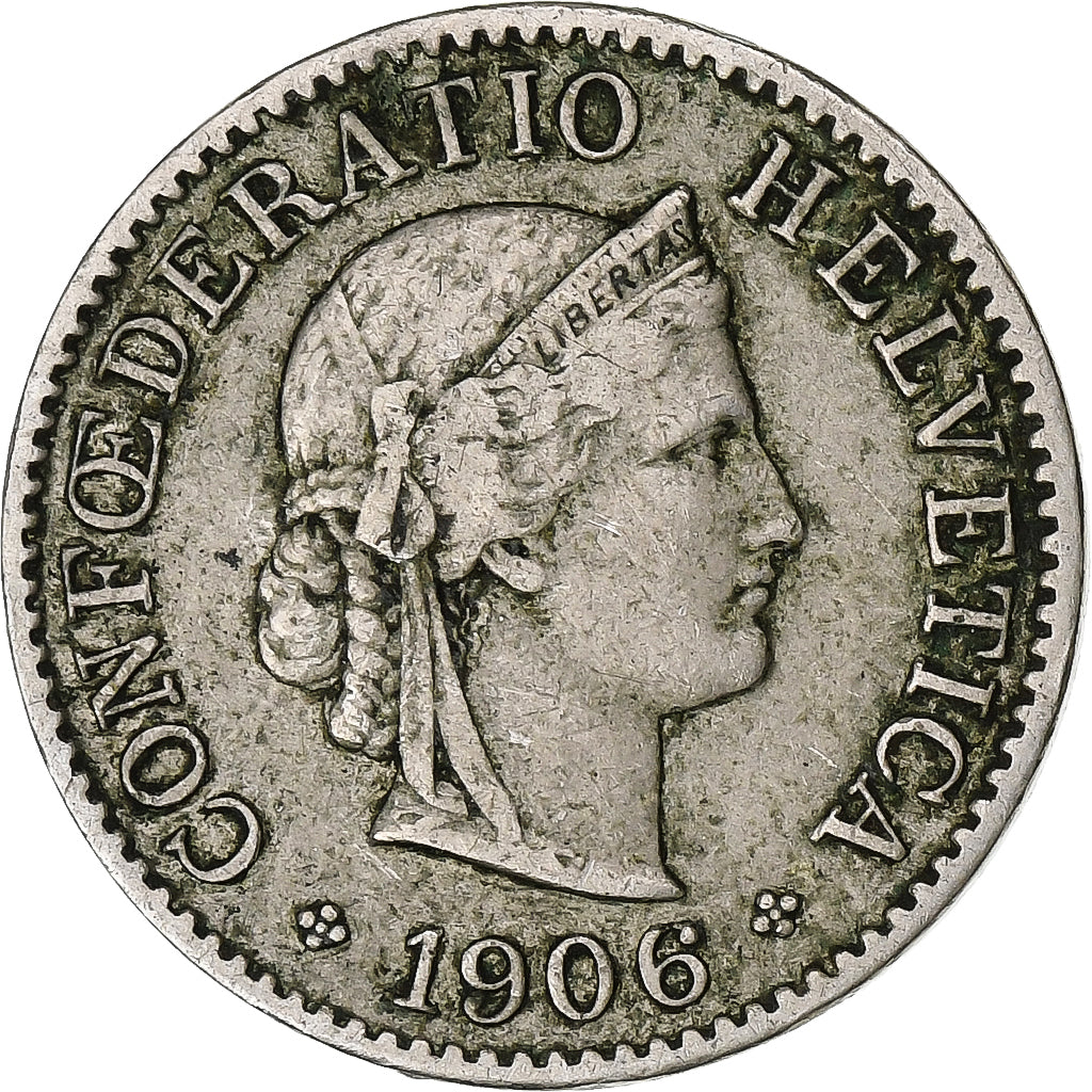 Suiza, 5 Rappen, Libertas, 1904, Bern, Cobre - níquel, BC+, KM:26