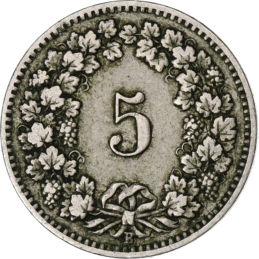 Suiza, 5 Rappen, Libertas, 1904, Bern, Cobre - níquel, BC+, KM:26