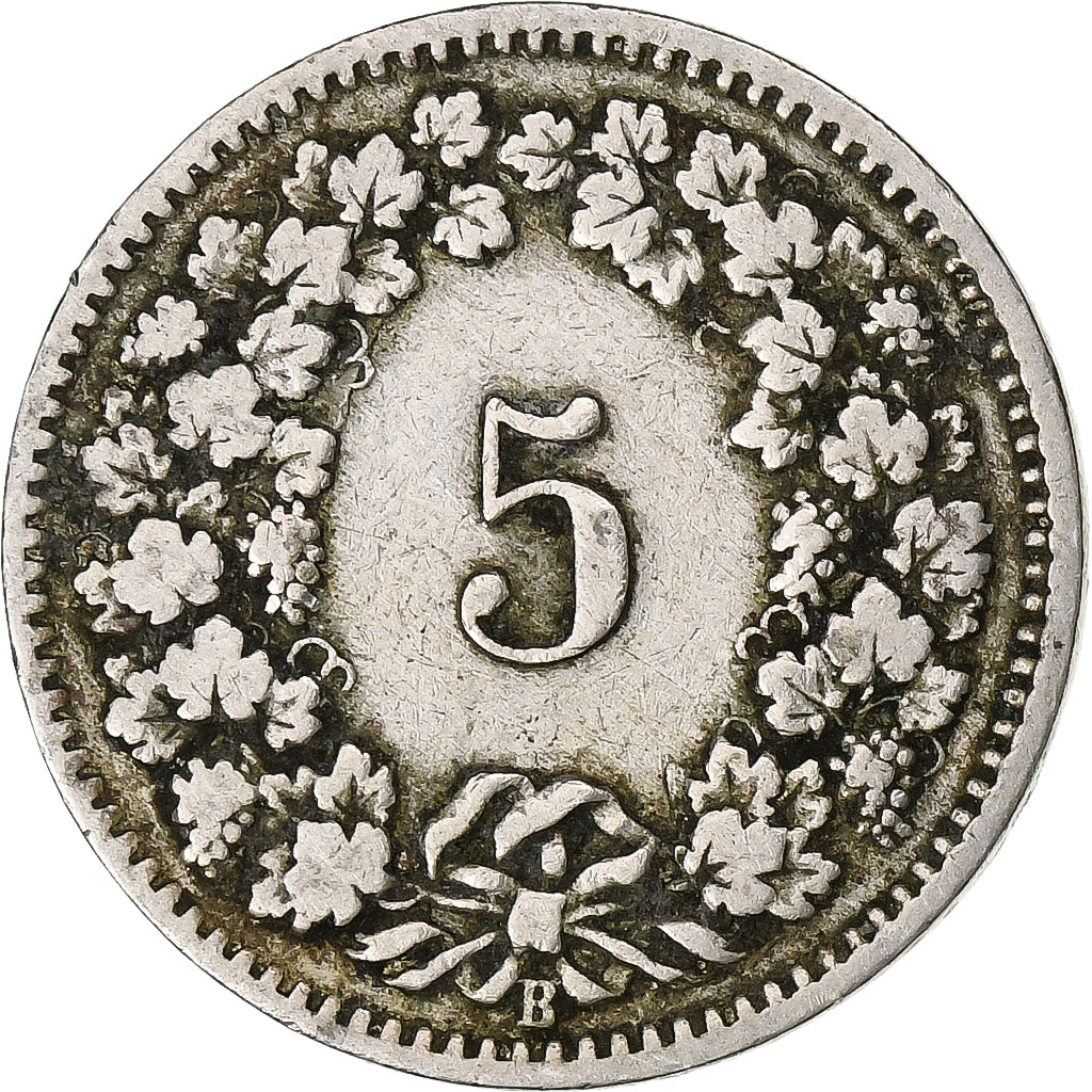 Suiza, 5 Rappen, Libertas, 1907, Bern, Cobre - níquel, BC+, KM:26