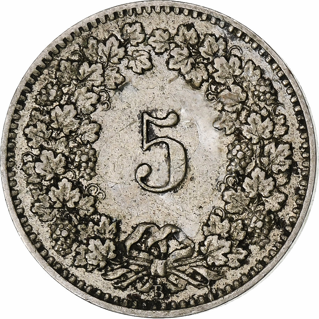 Suiza, 5 Rappen, Libertas, 1910, Bern, Cobre - níquel, MBC, KM:26