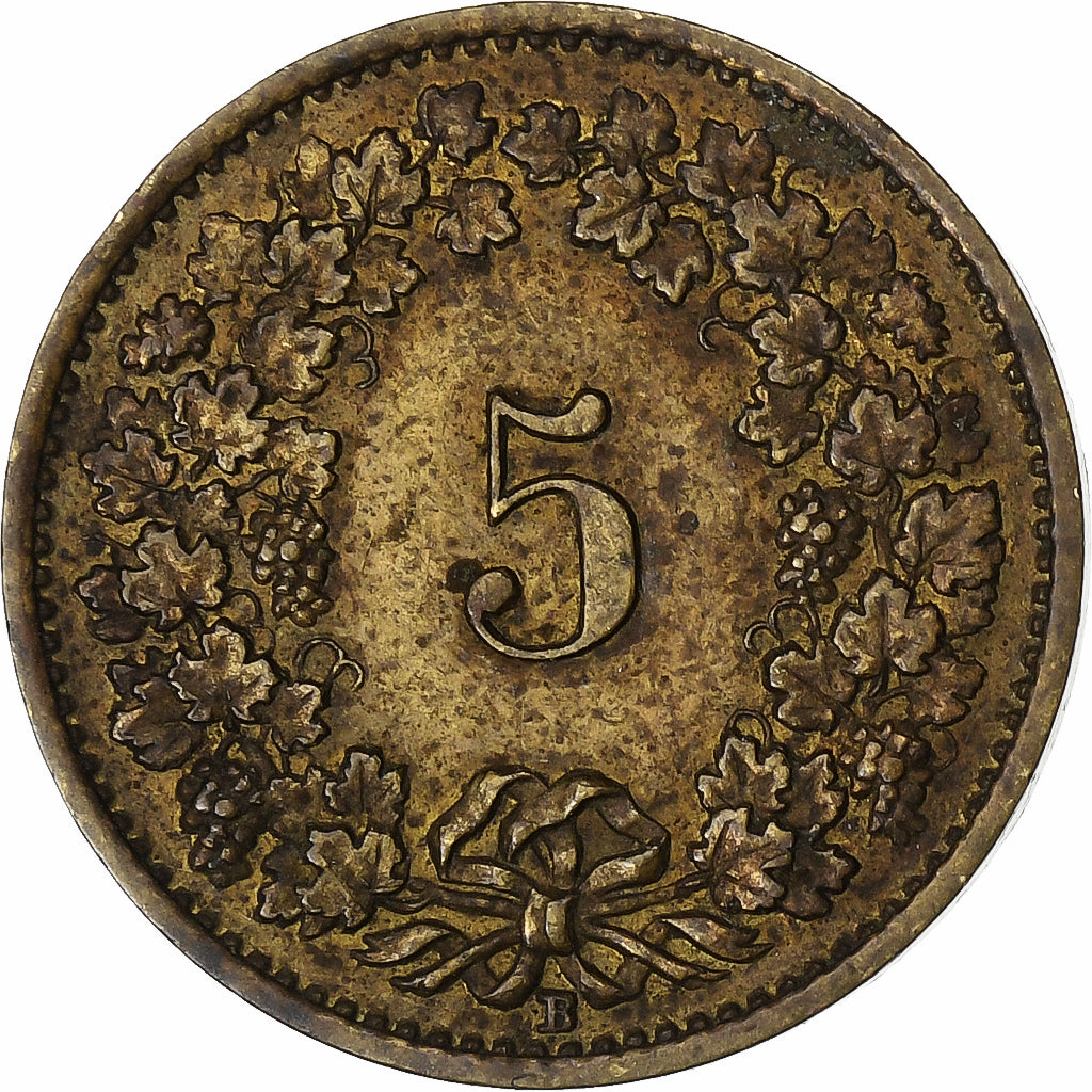 Svizzera, 5 Rappen, Libertas, 1918, Bern, Ottone, BB+, KM:26